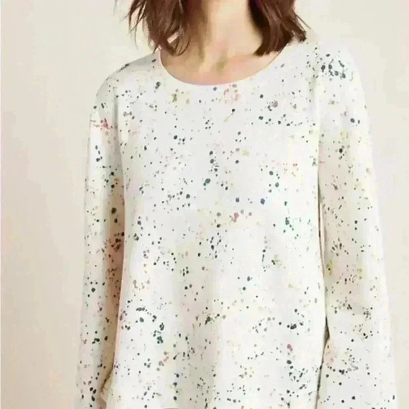 Maeve by Anthropologie Rainbow Paint Splatter Cropped Sweatshirt (NWOT) Medium - Picture 2 of 8